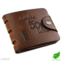 Fashlook Leather Wallet For Men  - brown 