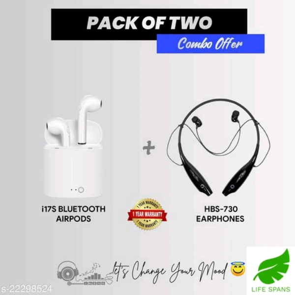 Bluetooth Headphones (pack Of 2) - white / Black , free 