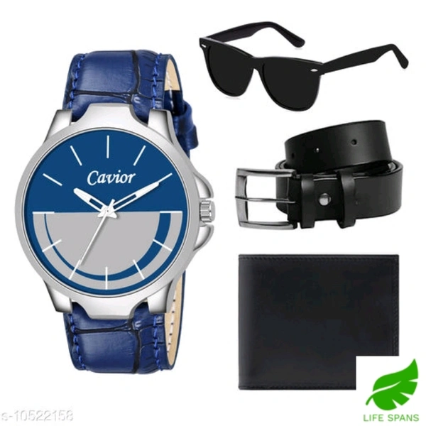 Watch With Belt, Wallet, Sunglasses Free  - black 