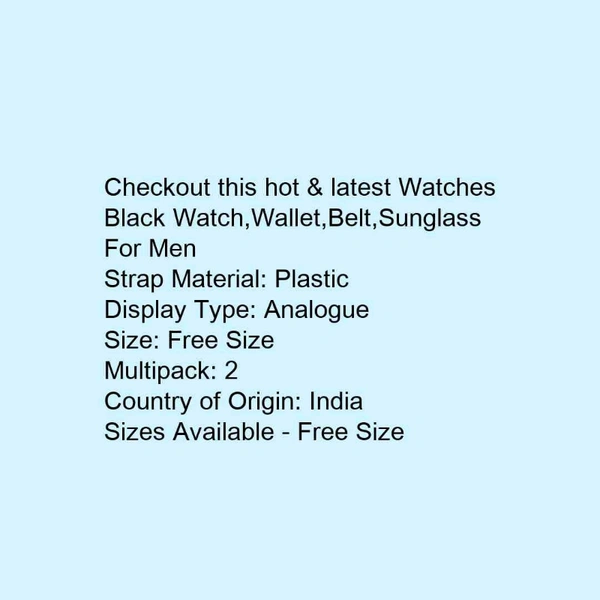 Watch With Belt, Wallet, Sunglasses Free  - black 
