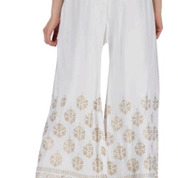 Printed Reyon Plazzo  - White 