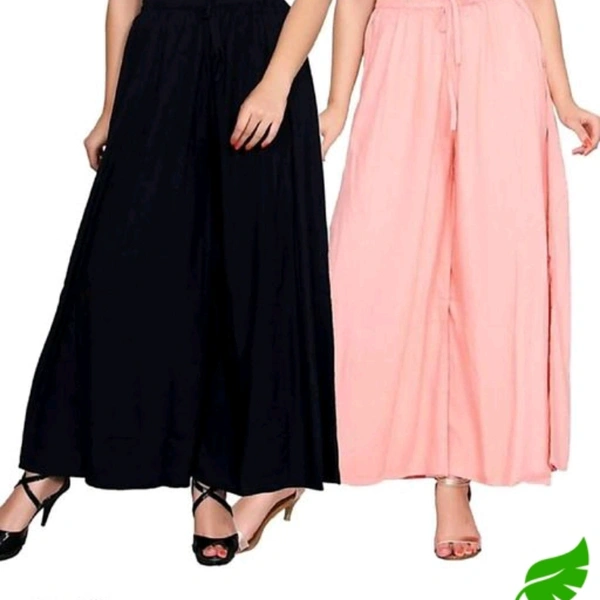 Rayon Plazzo (pack Of 2) - black / Pink 