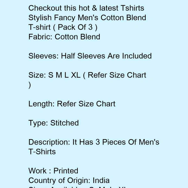 Half Sleeve T-shirt For Men (pack Of 3) - Multi color 