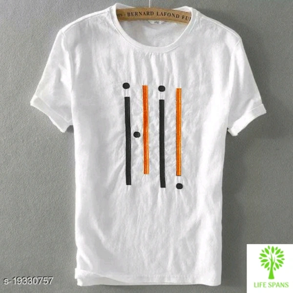 Four Line T-shirt For Men  - White , S, M, L, XL, XXL