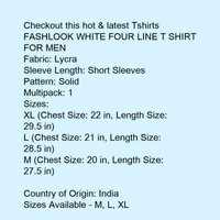 Four Line T-shirt For Men  - White , S, M, L, XL, XXL