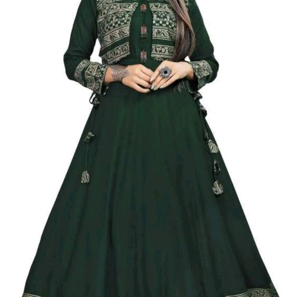 Gown Kurtis For Women  - Green , M, L, XL, XXL