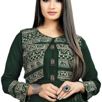 Gown Kurtis For Women  - Green , M, L, XL, XXL