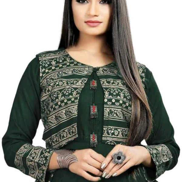 Gown Kurtis For Women  - Green , M, L, XL, XXL