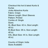 Attractive Kurtis For Women  - white flowers print, M, L, XL, XXL