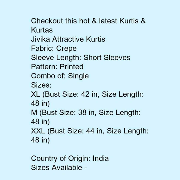Attractive Kurtis For Women  - white flowers print, M, L, XL, XXL