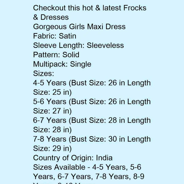 Gown Frocks For Girls  - Multi color , 4 to 9 years 