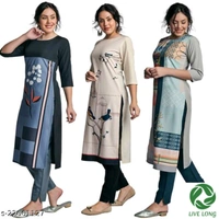 Long Top For Girls (pack Of 3) - Multi color , M, L, XL, XXL
