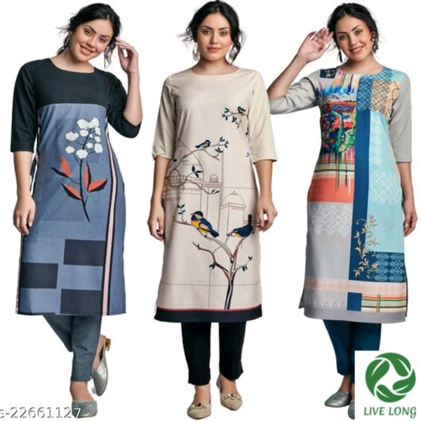 Long Top For Girls (pack Of 3) - Multi color , M, L, XL, XXL