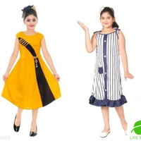 Gown Frocks For Girls (Pack Of 2) - Multi color , 5 to 14 years 