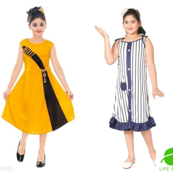 Gown Frocks For Girls (Pack Of 2) - Multi color , 5 to 14 years 