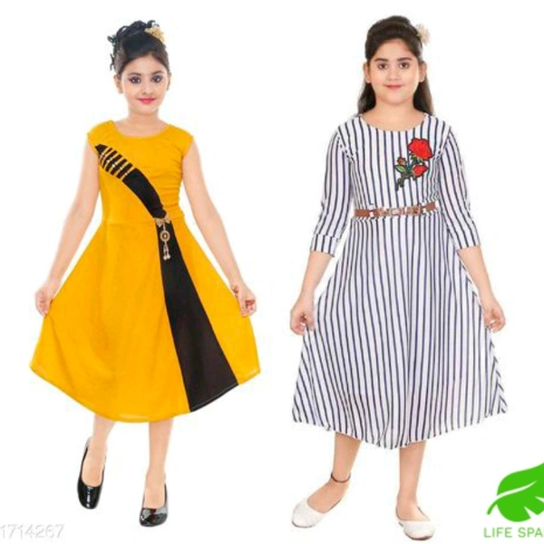 Gown Frocks For Girls (Pack Of 2) - Multi color , 5 to 14 years 