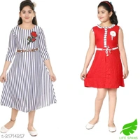 Gown Frocks For Girls (Pack Of 2) - Multi color , 5 to 14 years 