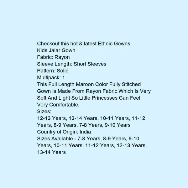 Gown Frocks For Women  - Red , 7 to 14 years 