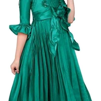 Fancy Kids Grow Frocks  - green , 7 to 14 years 