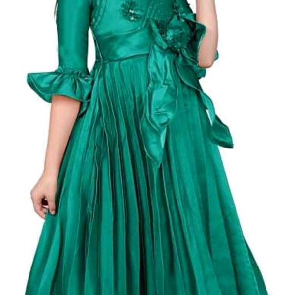 Fancy Kids Grow Frocks  - green , 7 to 14 years 