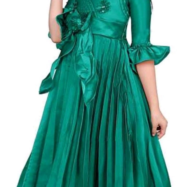 Fancy Kids Grow Frocks  - green , 7 to 14 years 