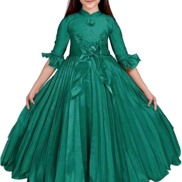 Fancy Kids Grow Frocks  - green , 7 to 14 years 