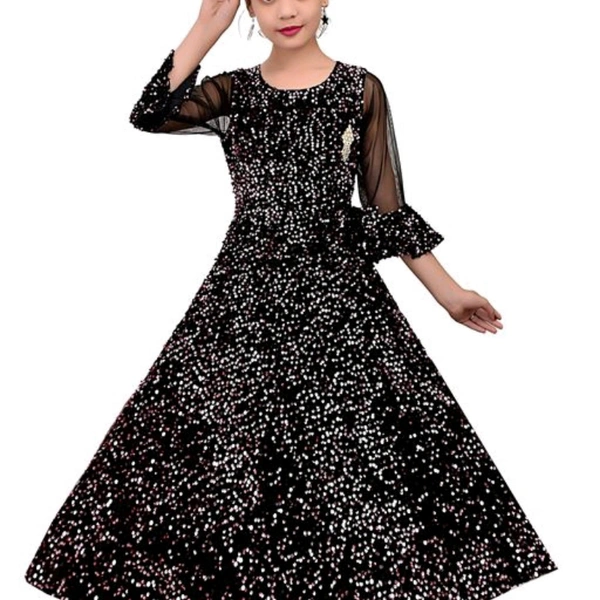 Gown New Designers Frocks For Girls  - black dort , 7-14 years 