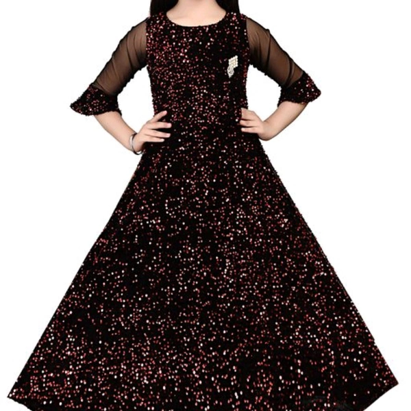 Gown New Designers Frocks For Girls  - black dort , 7-14 years 