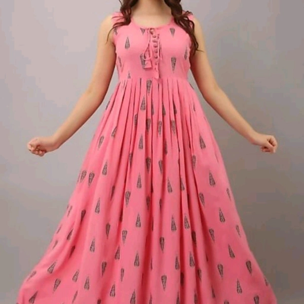 Gown Kurtis For Women (Reyon Printed)  - pink, M, L, XL, XXL