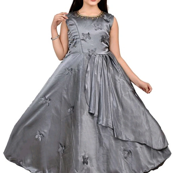 Gowns Frocks For Girls  - grey , 7-14 years 