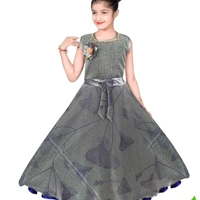 Gowns Frocks For Girls  - grey , 7-14 years 