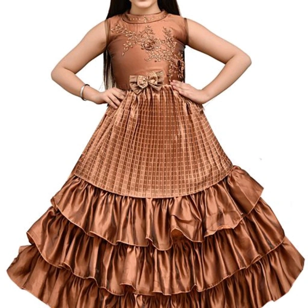 Gowns Frocks For Girls  - grey , 7-14 years 