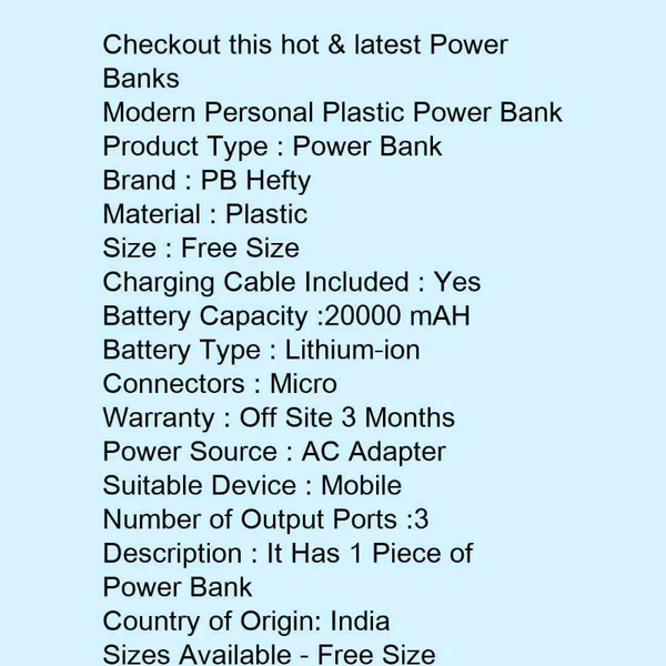 Power Bank (20000 mAH) - Green