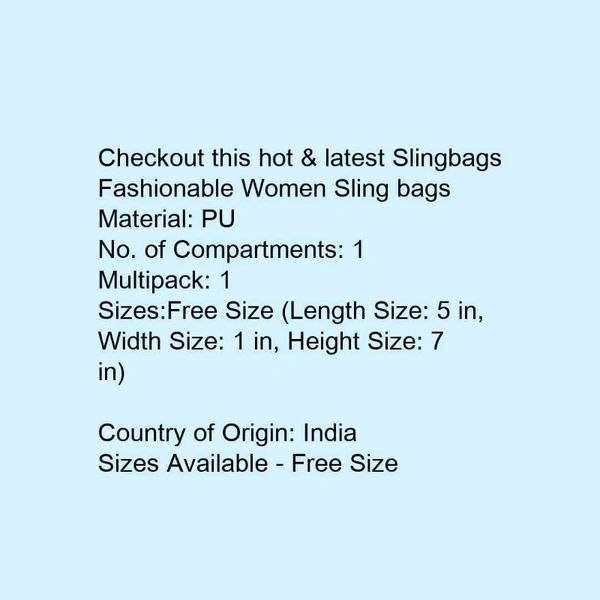 Fashionable Women Sling Bags ( PU)  - Multi colored , 5 X 7 in