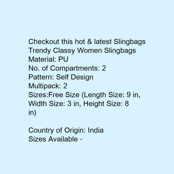 Trendy Classy Women Slingbags (pack Of 2) - Multi colored , free 