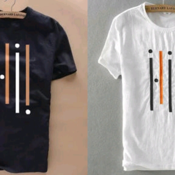 Fashlook Four Line Black and White T-shirt  - Black / white , M, L, XL, XXL