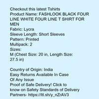 Fashlook Four Line Black and White T-shirt  - Black / white , M, L, XL, XXL