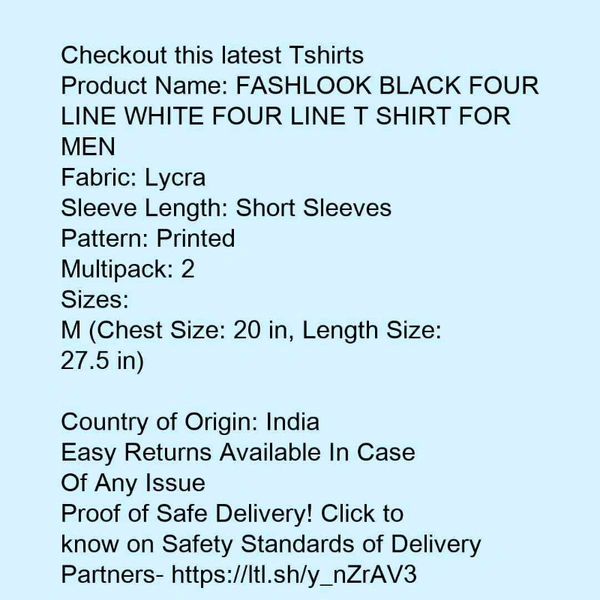 Fashlook Four Line Black and White T-shirt  - Black / white , M, L, XL, XXL