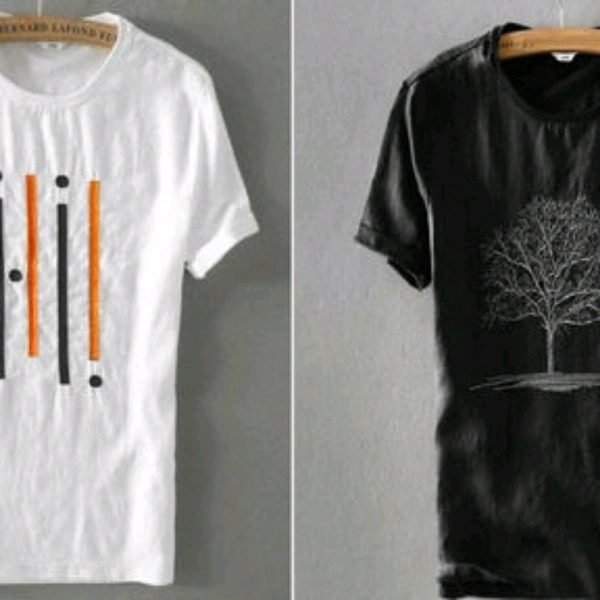 Fashlook Four Line Black and White T-shirt  - black / white , M, L, XL, XXL