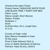 Fashlook Four Line Black and White T-shirt  - black / white , M, L, XL, XXL