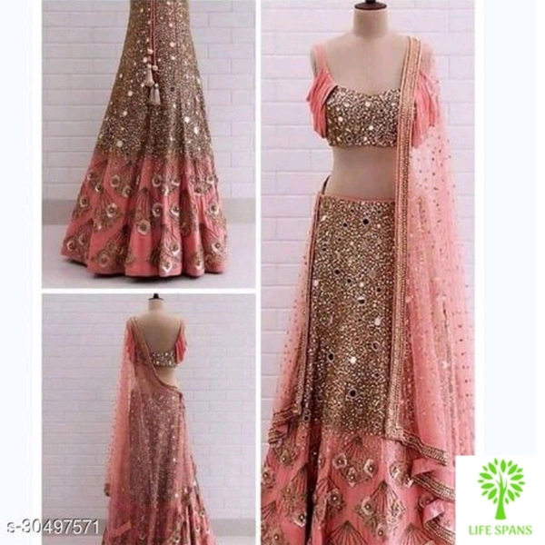 New Stylish Lehengha For Women  - Gold , M, L, XL, XXL