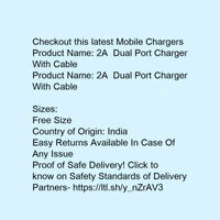 2A Dual Port Charger With Cable  - white , free 