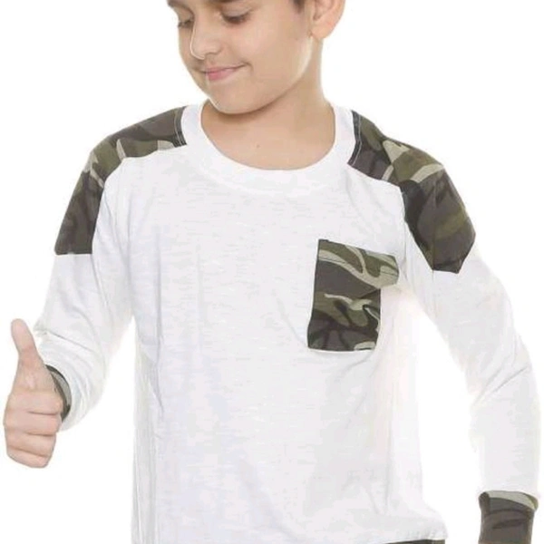 Full Sleeve T-shirt For Boys  - White , 1-10 years 