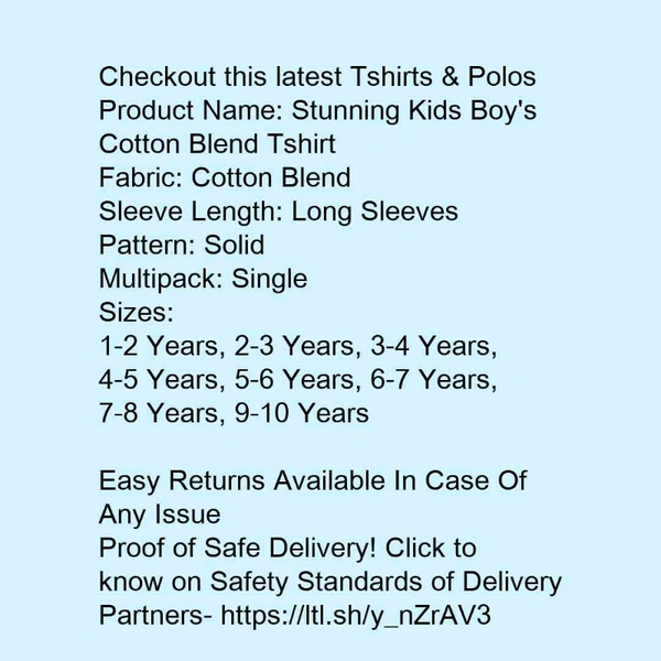 Full Sleeve T-shirt For Boys  - White , 1-10 years 