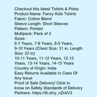 T-shirt For Boys (pack Of 3) - Multi colored , 6-15 years 