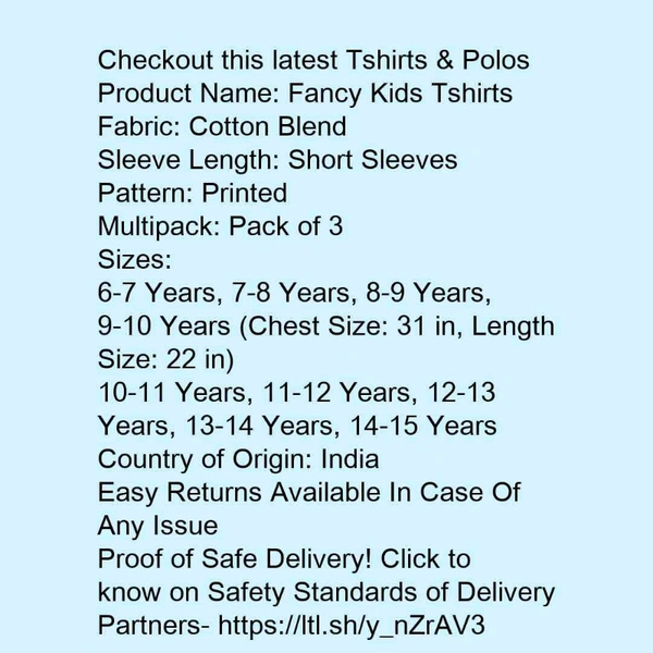 T-shirt For Boys (pack Of 3) - Multi colored , 6-15 years 