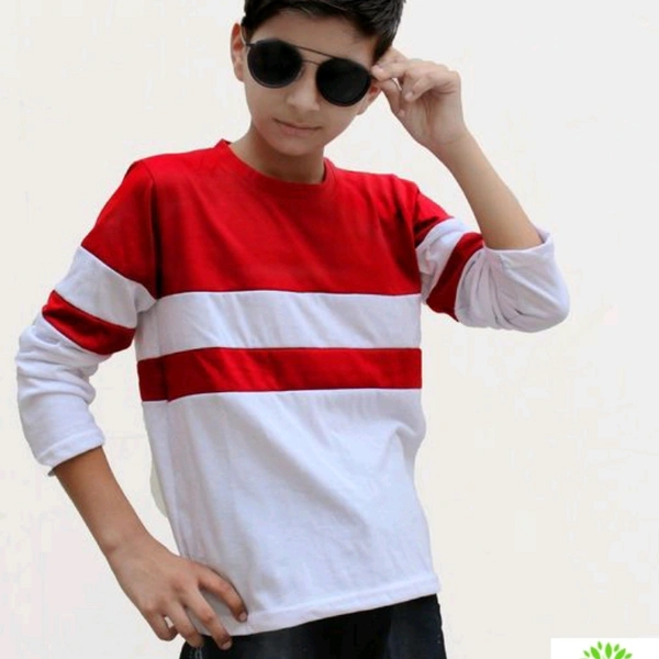 Full Sleeve T-shirt Cotton For Boys  - Multi colored , 4-13 years 