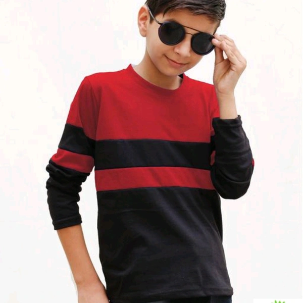 Full Sleeve T-shirt Cotton For Boys  - Multi colored , 4-13 years 