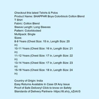 Full Sleeve T-shirt Cotton For Boys  - Multi Colored , 8-16 years 