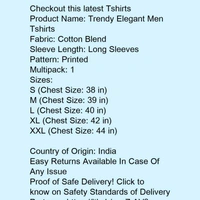 Full  Sleeve T-shirt For Men  - Multi colored , S,M,L,XL,XXL